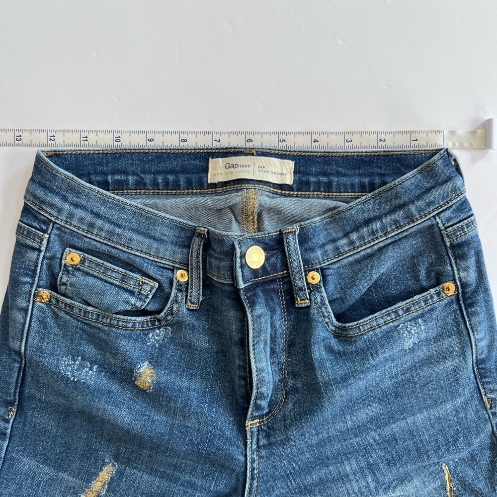 GAP Gold Distressed True Skinny Jeans size 26R - Picture 5 of 12